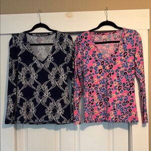 Lilly Pulitzer Long Sleeve Tees - Navy and Pink